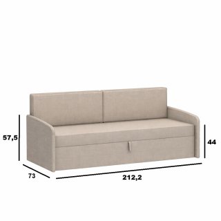 Lit escamotable horizontal canapé tweed beige MULTIMO SOFA couchage 140x200cm anthracite