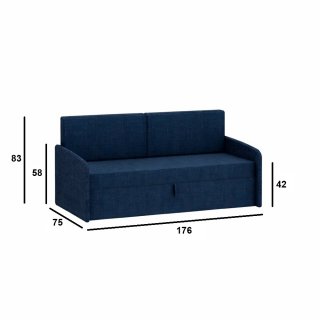 Lit escamotable vertical canapé tweed bleu nuit MULTIMO couchage 160x200cm chêne