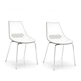 Lot de 2 chaises design JAM piétement métal chromé assise blanche et orange