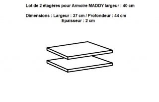 Lot de 2 étagères pour rangement MADDY L : 40 cm