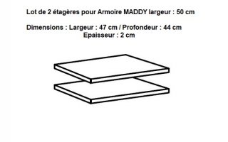 Lot de 2 étagères pour rangement MADDY L : 50 cm
