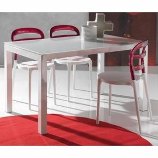 Lot de 4 chaises design DEJAVU en polycarbonate rouge et blanc
