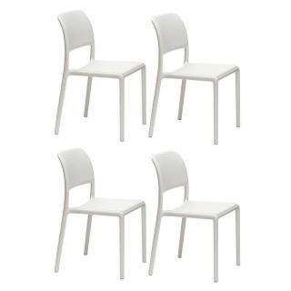 Lot de 4 chaises RIVER empilables design coloris blanc.