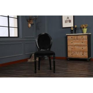 Lot de 6 chaises médaillon VERSAILLES style louis XVI velours noir