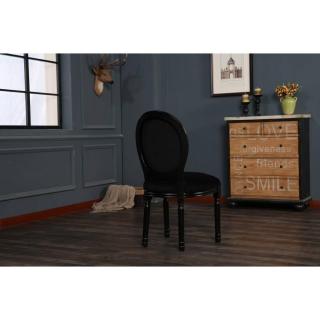 Lot de 6 chaises médaillon VERSAILLES style louis XVI velours noir