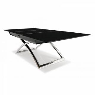 Table Calligaris relevable extensible MAGIC-J verre noire piétement chromé