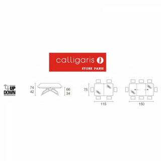 Table Calligaris relevable extensible MAGIC-J verre noire piétement chromé