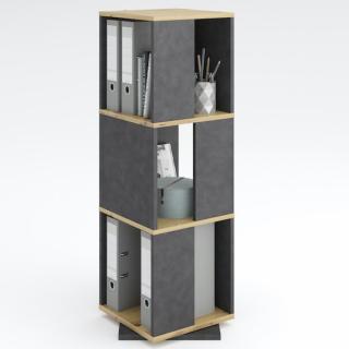 Étagère pivotante de rangement TOULOUSE coloris gris anthracite matera et chêne artisan 3 compartiments