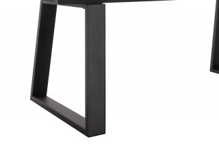 Table repas extensible NARBAN 200(300cm) plateau céramique verre anthracite pied metal noir mat