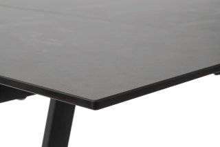 Table repas extensible NARBAN 200(300cm) plateau céramique verre anthracite pied metal noir mat