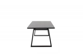Table repas extensible NARBAN 200(300cm) plateau céramique verre anthracite pied metal noir mat