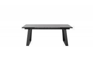 Table repas extensible NARBAN 200(300cm) plateau céramique verre anthracite pied metal noir mat