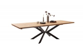 Table Extensible BARBARA 180 à 280 cm chêne sauvage huilé pied métal époxy anthracite