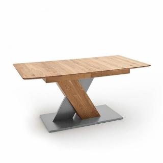 Table Extensible BAKU 180 à 230 cm chêne sauvage huilé pied X gris aluminium