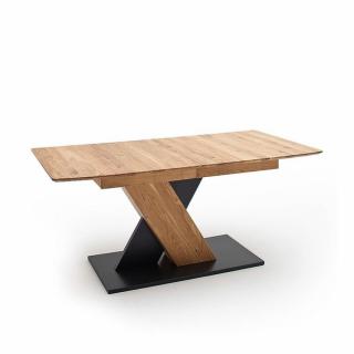 Table Extensible BAKU 180 à 230 cm chêne sauvage huilé pied X gris noir