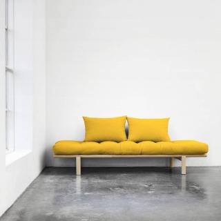 Méridienne PACE en pin naturel matelas futon jaune couchage 75*200cm