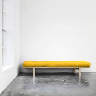 Méridienne PACE en pin naturel matelas futon jaune couchage 75*200cm