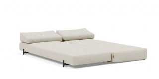 Méridienne design SIGMUND INDU Mixed Dance, Natural  convertible lit 160*200 cm pieds Acier noir