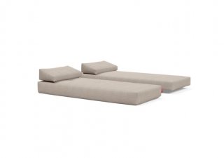 Méridienne design SIGMUND WOOD kenya Gravel beige convertible lit 160*200 cm pieds chêne