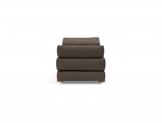 Méridienne design SIGMUND WOOD convertible lit 160x200 cm pieds chêne tissu Kenya Brun Taupe