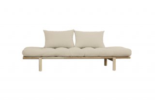 Méridienne futon PACE en pin coloris beige couchage 75*200 cm.