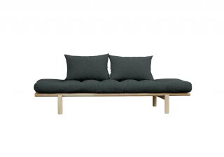 Méridienne futon PACE en pin coloris gris ardoise couchage 75*200 cm.