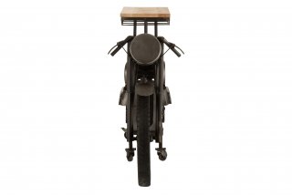 Bar motocyclette TROE en bois de manguier et métal gris.