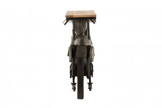 Bar motocyclette TROE en bois de manguier et métal gris.
