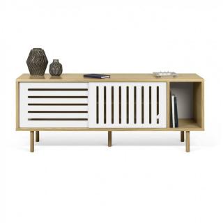 Meuble TV ALVIN chêne avec 2 portes coulissantes 1 niche MEDIUM