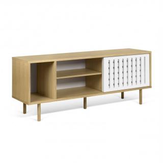 Meuble TV ALVIN chêne avec 2 portes coulissantes 1 niche MEDIUM