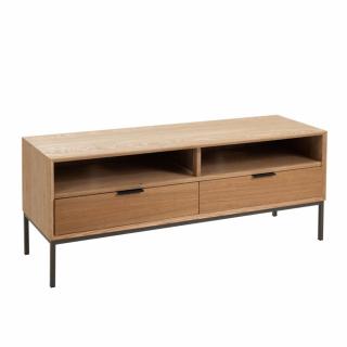 Meuble TV BOZA 2 tiroirs 2 niches bois naturel / métal Meuble TV BOZA 2 tiroirs 2 niches bois naturel / métal