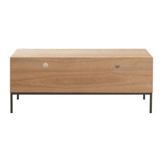 Meuble TV BOZA 2 tiroirs 2 niches bois naturel / métal
