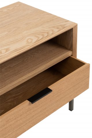 Meuble TV BOZA 2 tiroirs 2 niches bois naturel / métal
