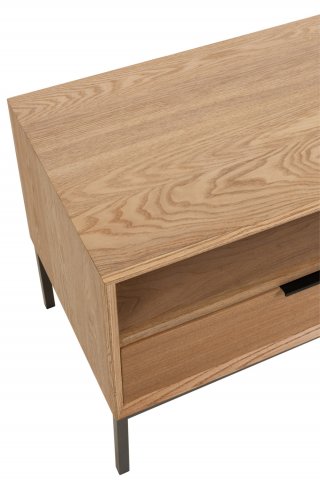 Meuble TV BOZA 2 tiroirs 2 niches bois naturel / métal