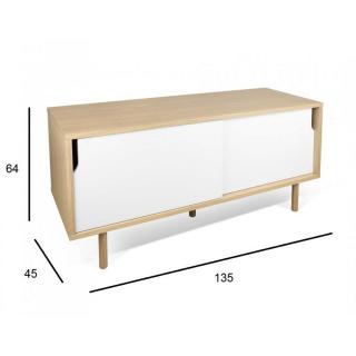 meuble TV DANN chêne avec 2 portes coulissantes