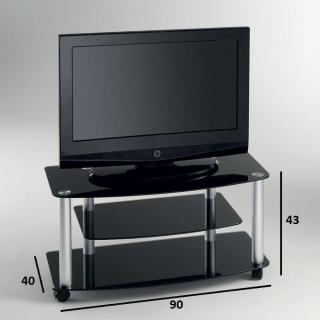 Meuble TV EFFEL verre trempé noir