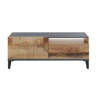 Meuble TV VALIE érable vintage, gris ardoise, 1 porte 1 tiroir