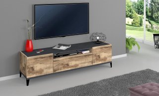 Meuble TV VALIE érable, gris ardoise, 2 portes 1 tiroir