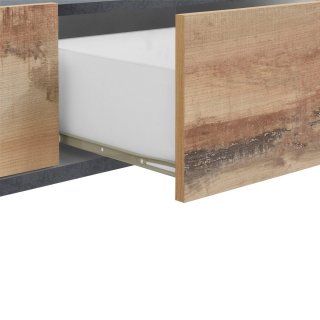 Meuble TV VALIE érable, gris ardoise, 2 portes 2 tiroirs