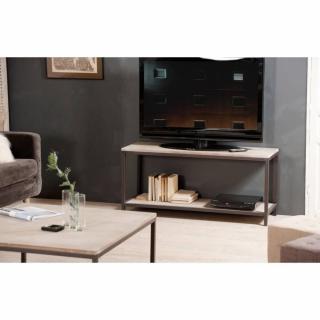 Meuble tv industriel avec tablette LEA en bois de paulownia et en métal