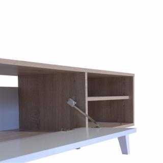 Meuble TV SQUARE design scandinave 1 porte abattant mélaminé blanc