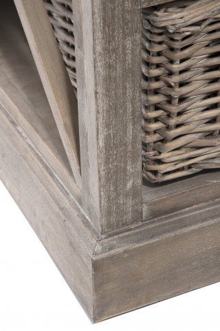 Meuble TV SAKOA 2 paniers Bois naturel / Rotin