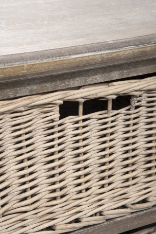 Meuble TV SAKOA 2 paniers Bois naturel / Rotin