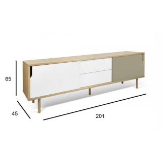 meuble TV DANN chêne avec 2 portes coulissantes et 2 tiroirs