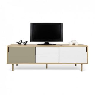 meuble TV DANN chêne avec 2 portes coulissantes et 2 tiroirs