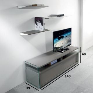 Meuble TV TALAC 2 portes coulissantes taupe mat