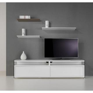 Meuble TV TALAC 2 portes coulissantes blanc mat