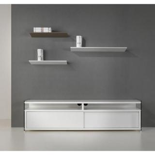 Meuble TV TALAC 2 portes coulissantes blanc mat