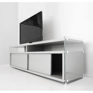 Meuble TV TALAC 2 portes coulissantes blanc mat