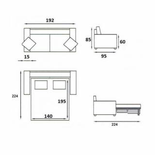 Canapé convertible MIDNIGHT 140cm OUVERTURE EXPRESS matelas 15cm